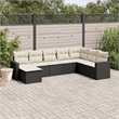 Afuera Living Contemporary Synthetic Poly Rattan Large Sofa Set in Black/Cream