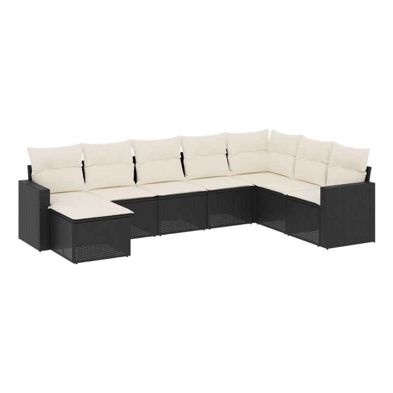 Afuera Living Contemporary Synthetic Poly Rattan Large Sofa Set in Black/Cream