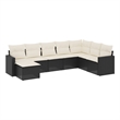 Afuera Living Contemporary Synthetic Poly Rattan Large Sofa Set in Black/Cream