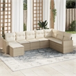 Afuera Living Contemporary 8 Piece Poly Rattan Sofa Set in Cream/Beige