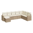 Afuera Living Contemporary 8 Piece Poly Rattan Sofa Set in Cream/Beige