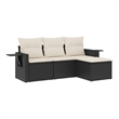 Afuera Living Contemporary 4 Piece Poly Rattan Sofa Set in Black