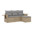 Afuera Living Contemporary 4 Piece Poly Rattan Sofa Set in Gray/Beige