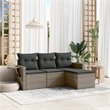 Afuera Living Contemporary 4 Piece Poly Rattan Large Sofa Set in Gray