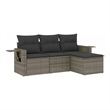 Afuera Living Contemporary 4 Piece Poly Rattan Large Sofa Set in Gray