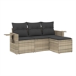 Afuera Living Contemporary 4 Piece Poly Rattan Sofa Set in Gray