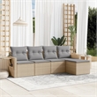 Afuera Living Contemporary 5 Piece Poly Rattan Sofa Set in Gray/Beige