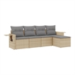 Afuera Living Contemporary 5 Piece Poly Rattan Sofa Set in Gray/Beige