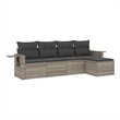 Afuera Living Contemporary 5 Piece Poly Rattan Sofa Set in Gray