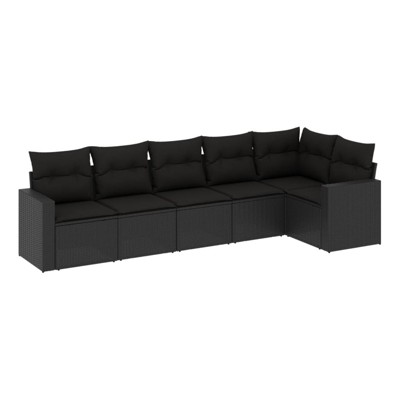 Afuera Living Contemporary 6 Piece Poly Rattan Sofa Set in Black