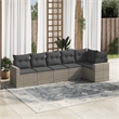 Afuera Living Contemporary Synthetic Poly Rattan 6 Piece Sofa Set in Gray