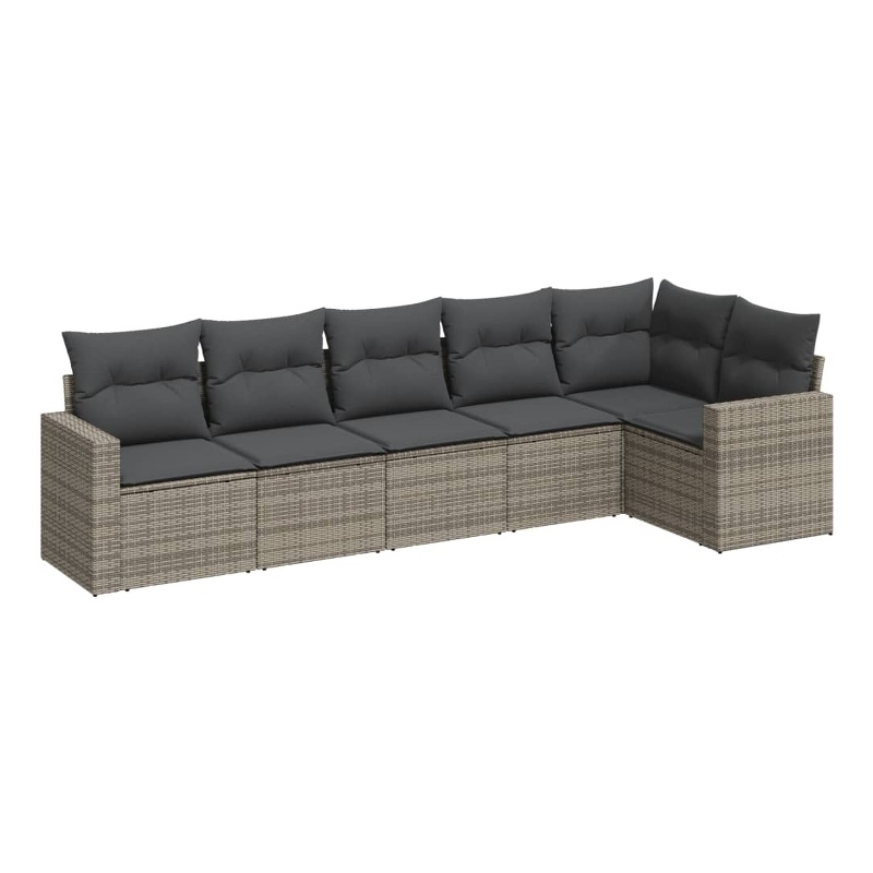 Afuera Living Contemporary Synthetic Poly Rattan 6 Piece Sofa Set in Gray