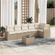 Afuera Living Contemporary 7 Piece Poly Rattan Sofa Set in Beige