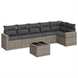 Afuera Living Contemporary 7 Piece Poly Rattan Sofa Set in Gray