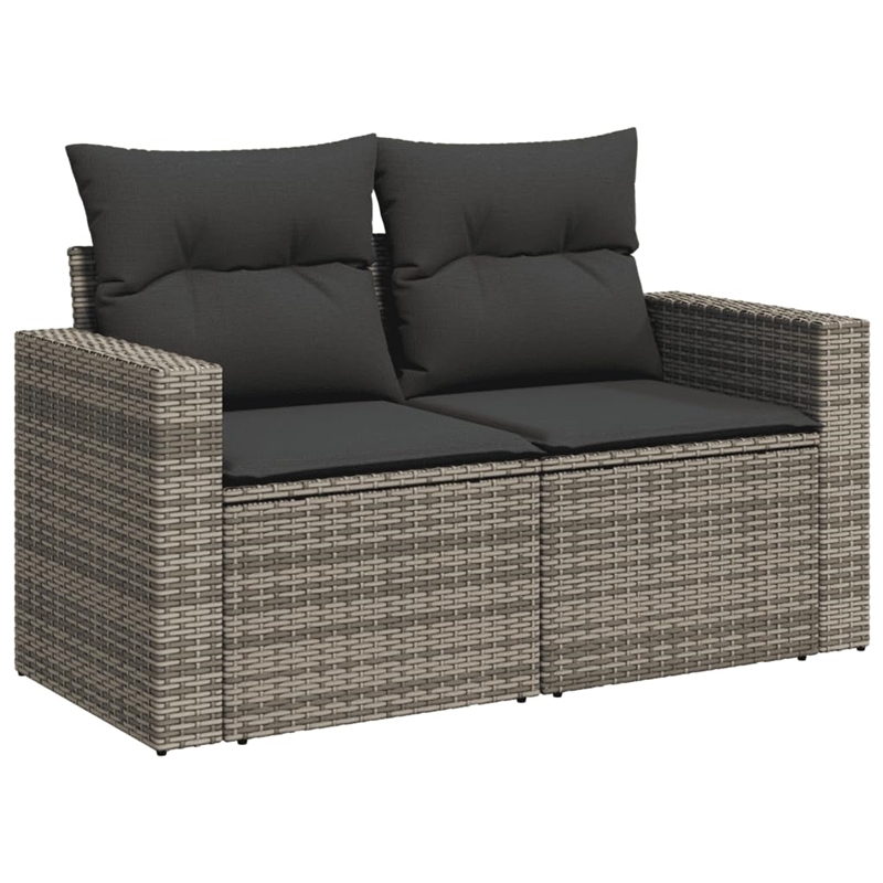 Afuera Living Contemporary 7 Piece Poly Rattan Sofa Set in Gray