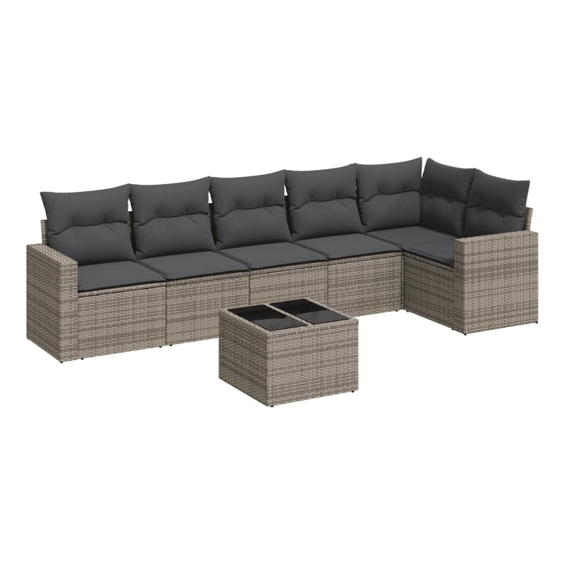 Afuera Living Contemporary 7 Piece Poly Rattan Sofa Set in Gray