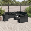 Afuera Living Contemporary 11 Piece Poly Rattan Patio Sofa Set in Black