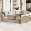 Afuera Living Contemporary Synthetic Poly Rattan 11 Piece Sofa Set in Beige
