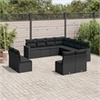 Afuera Living Contemporary 11 Piece Poly Rattan Sofa Set in Black