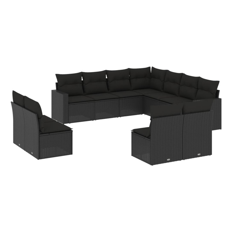 Afuera Living Contemporary 11 Piece Poly Rattan Sofa Set in Black