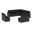 Afuera Living Contemporary 11 Piece Poly Rattan Sofa Set in Black