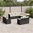 Afuera Living Contemporary 11 Piece Poly Rattan Sofa Set in Black/Cream