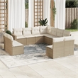 Afuera Living Contemporary Synthetic Poly Rattan Garden Sofa Set in Beige