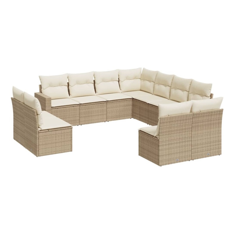 Afuera Living Contemporary Synthetic Poly Rattan Garden Sofa Set in Beige