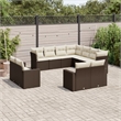 Afuera Living Contemporary 11 Piece Poly Rattan Patio Sofa Set in Brown