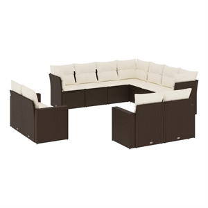 Afuera Living Contemporary 11 Piece Poly Rattan Patio Sofa Set in Brown
