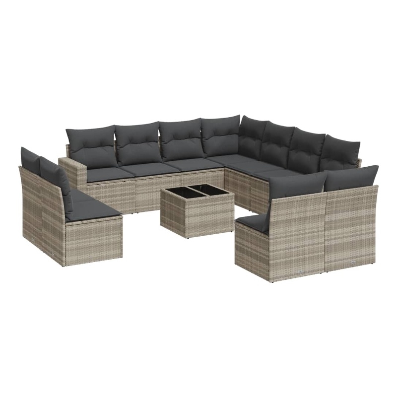 Afuera Living Contemporary Synthetic Poly Rattan 12 Piece Sofa Set in Gray