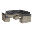 Afuera Living Contemporary Synthetic Poly Rattan 12 Piece Sofa Set in Gray