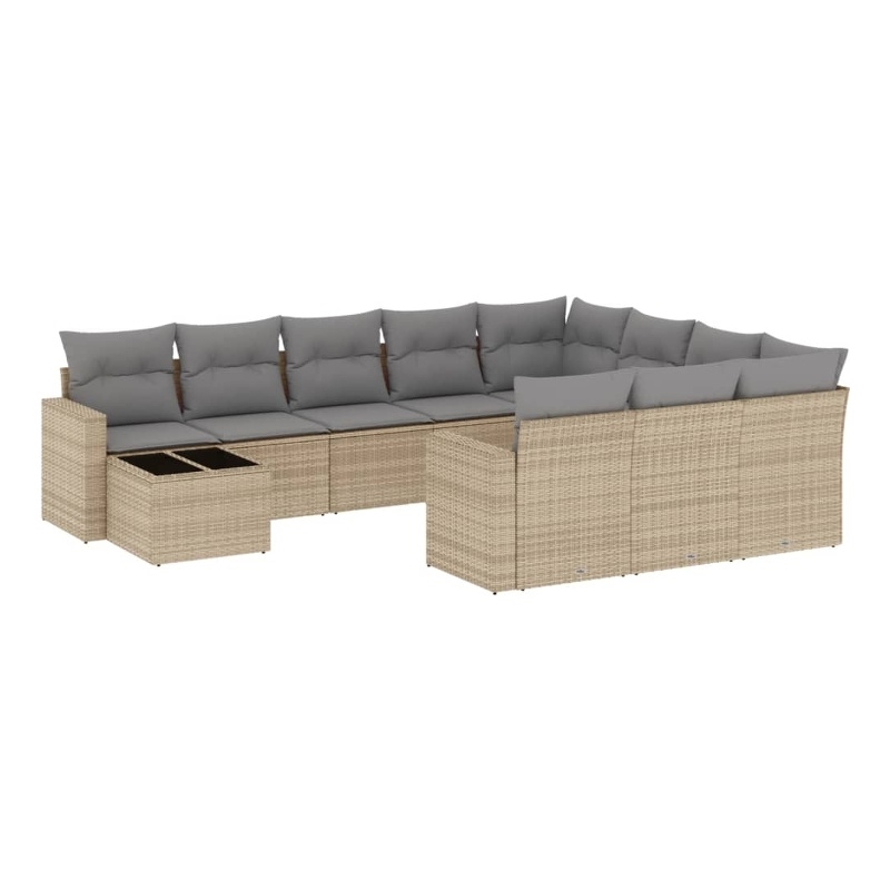 Afuera Living Contemporary Synthetic Poly Rattan 11 Piece  Sofa Set in Beige