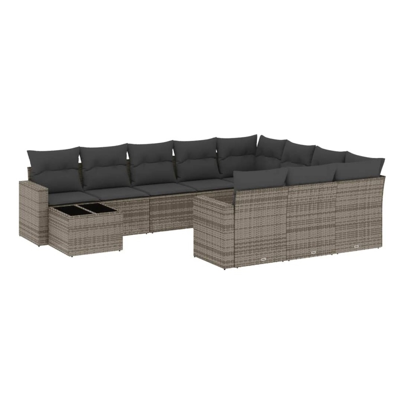 Afuera Living Contemporary Synthetic Poly Rattan 11 Piece  Sofa Set in Gray