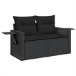Afuera Living Contemporary Synthetic Poly Rattan 5 Piece  Sofa Set in Black