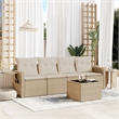 Afuera Living Contemporary 5 Piece Poly Rattan Small Sofa Set in Beige