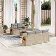 Afuera Living Contemporary Synthetic Poly Rattan Sofa Set in Gray/Beige