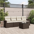 Afuera Living Contemporary Rattan 5 Piece Sofa Set in Brown/Cream