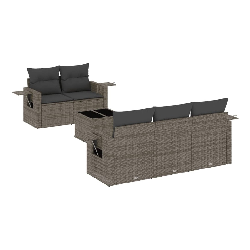 Afuera Living Contemporary 6 Piece Poly Rattan Sofa Set in Gray