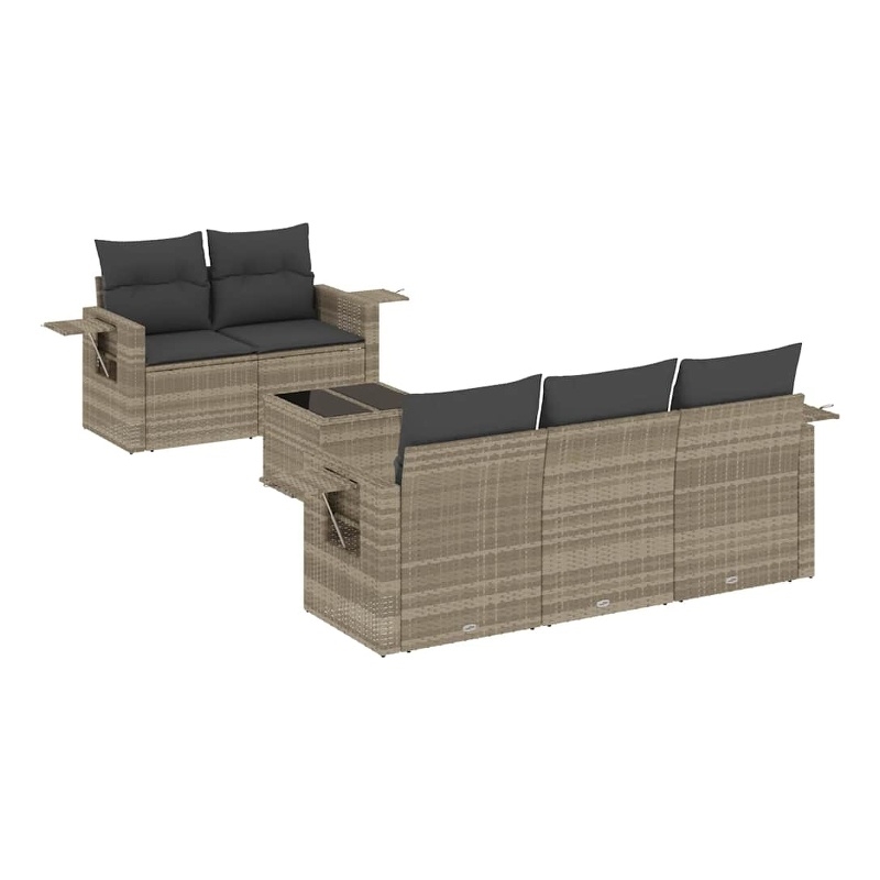 Afuera Living Contemporary 6 Piece Poly Rattan Sofa Set in Gray
