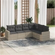 Afuera Living Contemporary 6 Piece Poly Rattan Sofa Set in Gray
