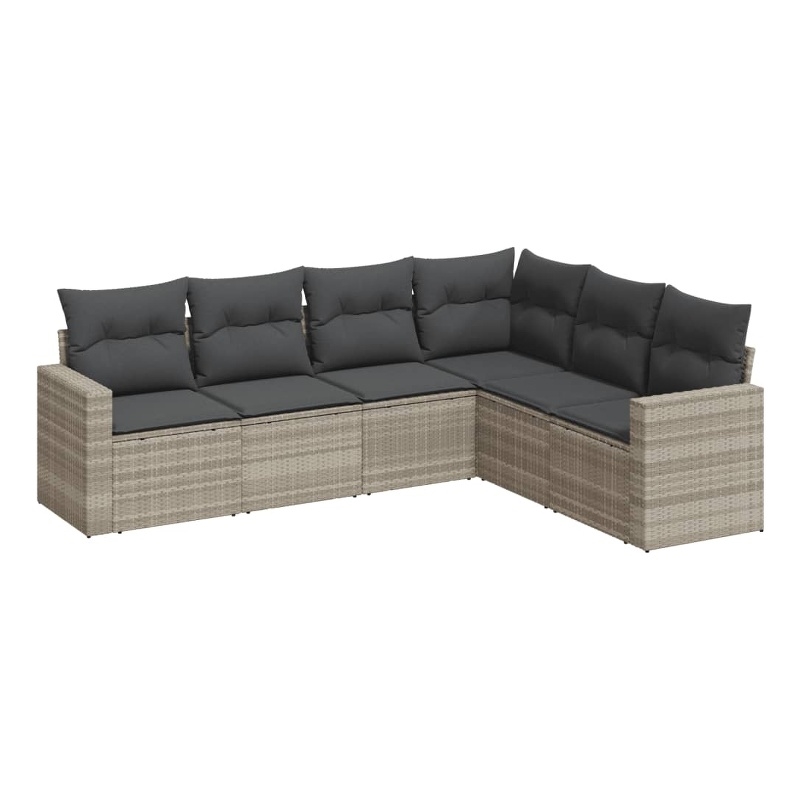 Afuera Living Contemporary 6 Piece Poly Rattan Sofa Set in Gray