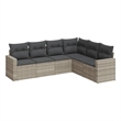 Afuera Living Contemporary 6 Piece Poly Rattan Sofa Set in Gray