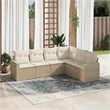 Afuera Living Contemporary 6 Piece Poly Rattan Sofa Set in Beige
