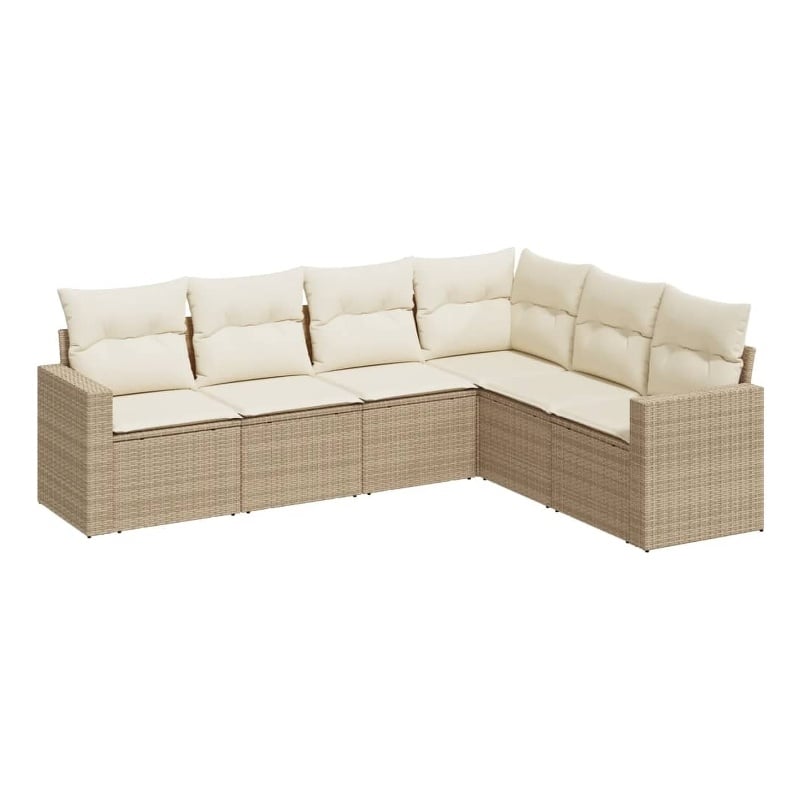 Afuera Living Contemporary 6 Piece Poly Rattan Sofa Set in Beige