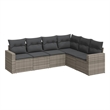 Afuera Living Contemporary 6 Piece Poly Rattan Sofa Set in Gray