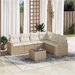 Afuera Living Contemporary Synthetic Poly Rattan 7 Piece Sofa Set in Beige