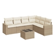 Afuera Living Contemporary Synthetic Poly Rattan 7 Piece Sofa Set in Beige