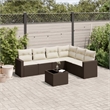 Afuera Living Contemporary 7 Piece Poly Rattan Sofa Set in Brown