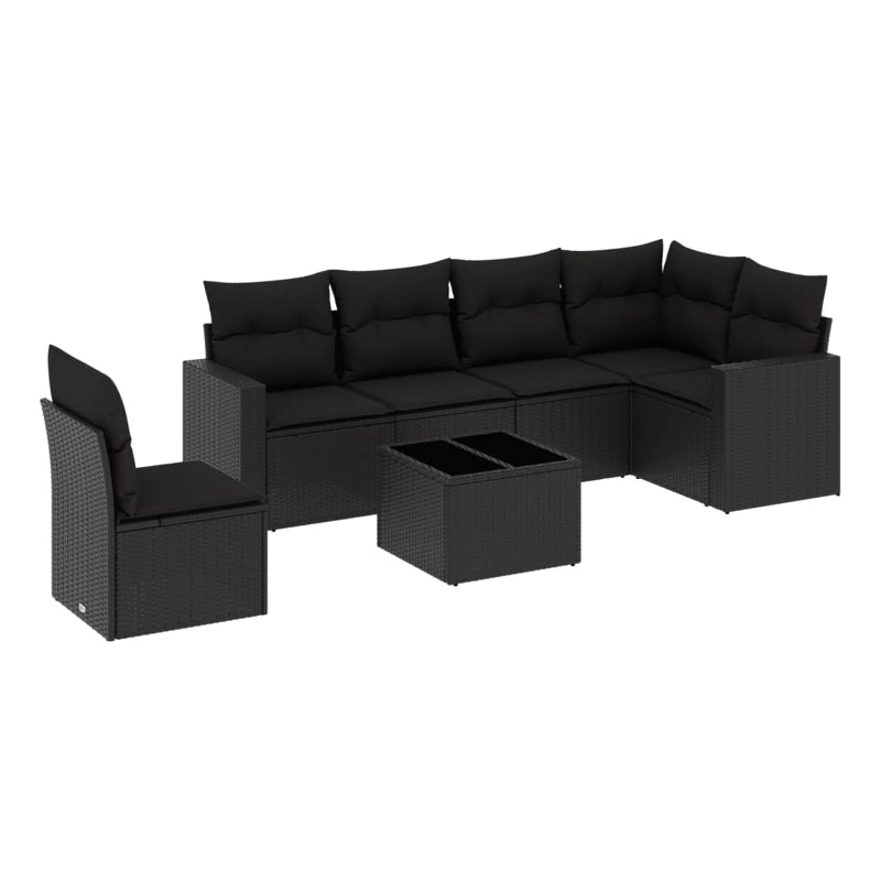 Afuera Living Contemporary 7 Piece Poly Rattan Sofa Set in Black